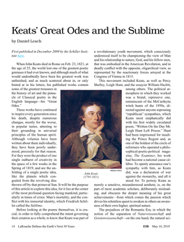 Keats' Great Odes and the Sublime