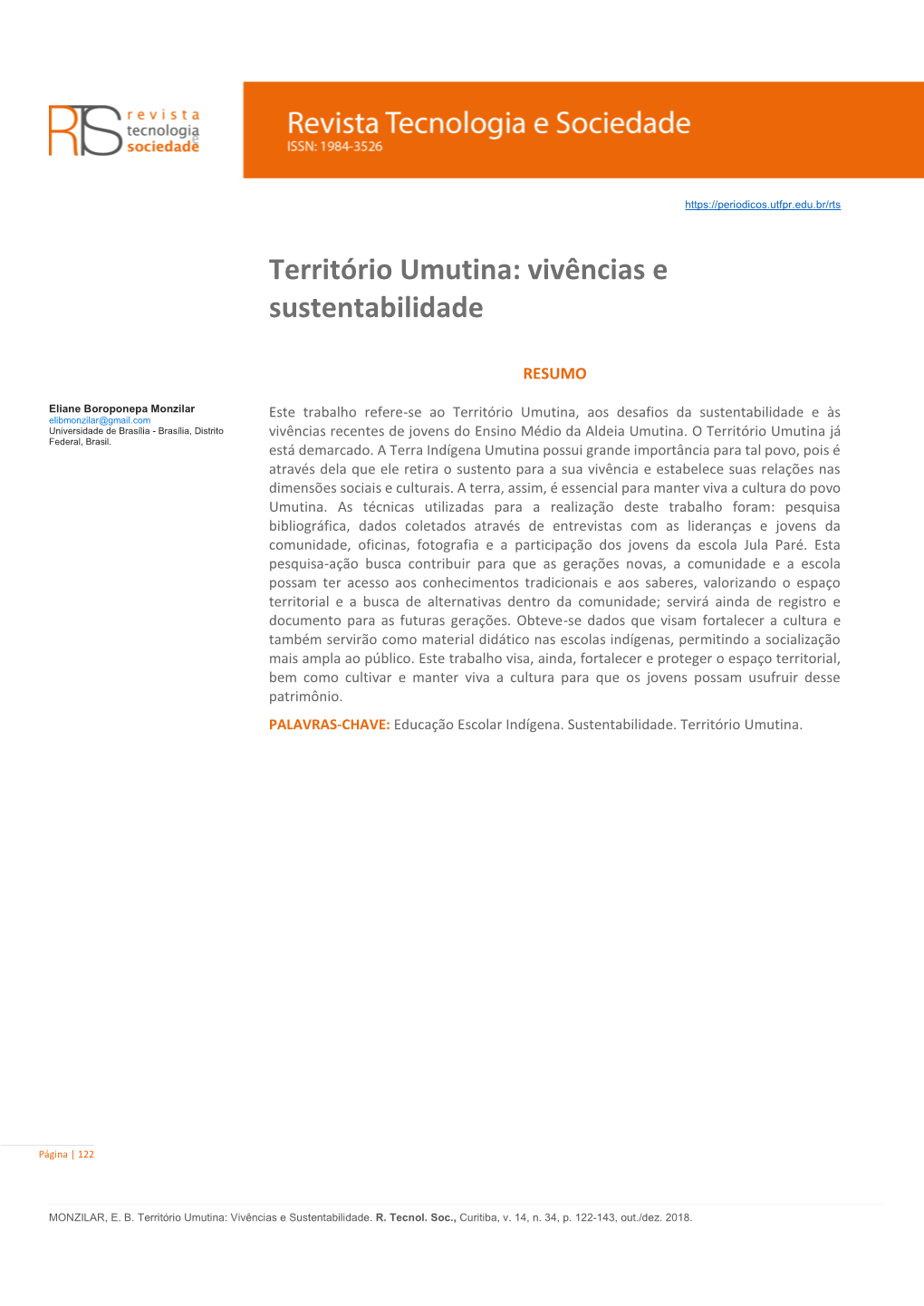 Território Umutina: Vivências E Sustentabilidade