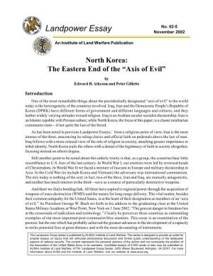 North Korea: the Eastern End of the “Axis of Evil” by Edward B