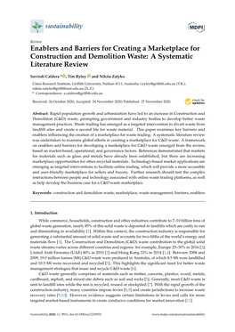 Enablers and Barriers for Creating a Marketplace for Construction and Demolition Waste: a Systematic Literature Review