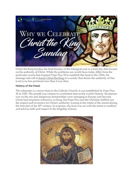 Why We Celebrate Christ the King