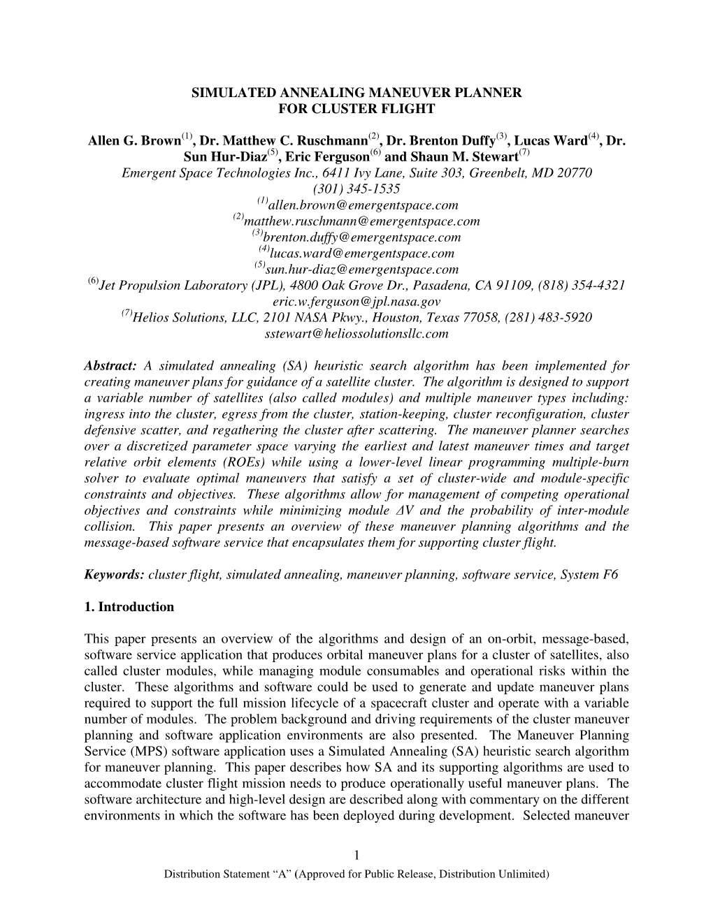 1 Simulated Annealing Maneuver Planner For