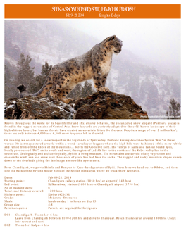 SEEK a SNOW LEOPARD; SPITI, HIMACHAL PRADESH Feb 9- 21, 2014 12 Nights 13 Days