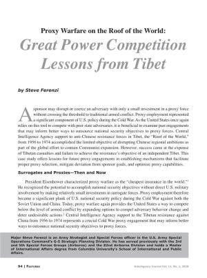 Proxy Warfare on the Roof of the World: Great Power Competition Lessons from Tibet
