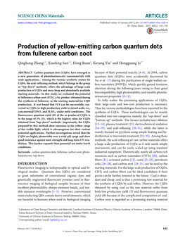 Production of Yellow-Emitting Carbon Quantum Dots from Fullerene Carbon Soot