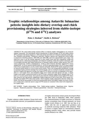 Trophic Relationships Among Antarctic Fulmarine Petrels: Insights Into
