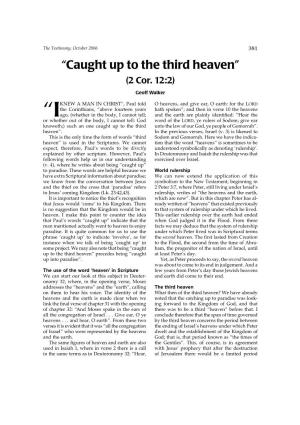 “Caught up to the Third Heaven” (2 Cor