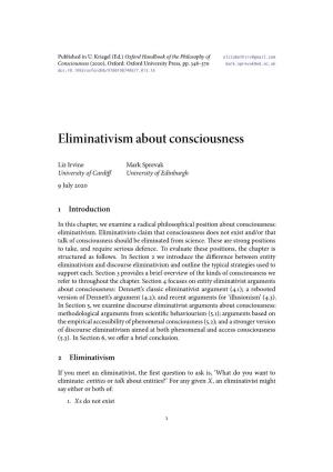 Eliminativism About Consciousness