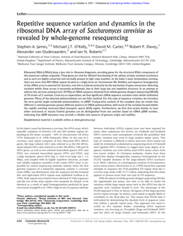 Repetitive Sequence Variation and Dynamics in the Ribosomal DNA Array of Saccharomyces Cerevisiae As Revealed by Whole-Genome Resequencing