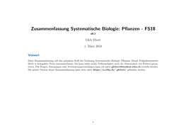 Zusammenfassung Systematische Biologie: Pflanzen