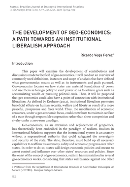 The Development of Geo-Economics: a Path Towards an Institutional Liberalism Approach