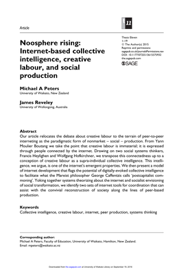Internet-Based Collective Intelligence, Creative Labour, and Social Production