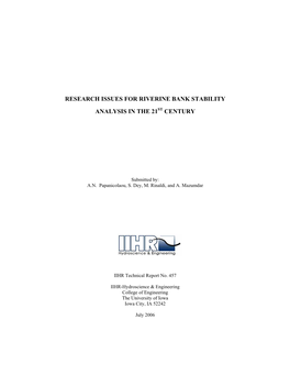 Research Issues for Riverine Bank Stability Analysis in the 21St Century