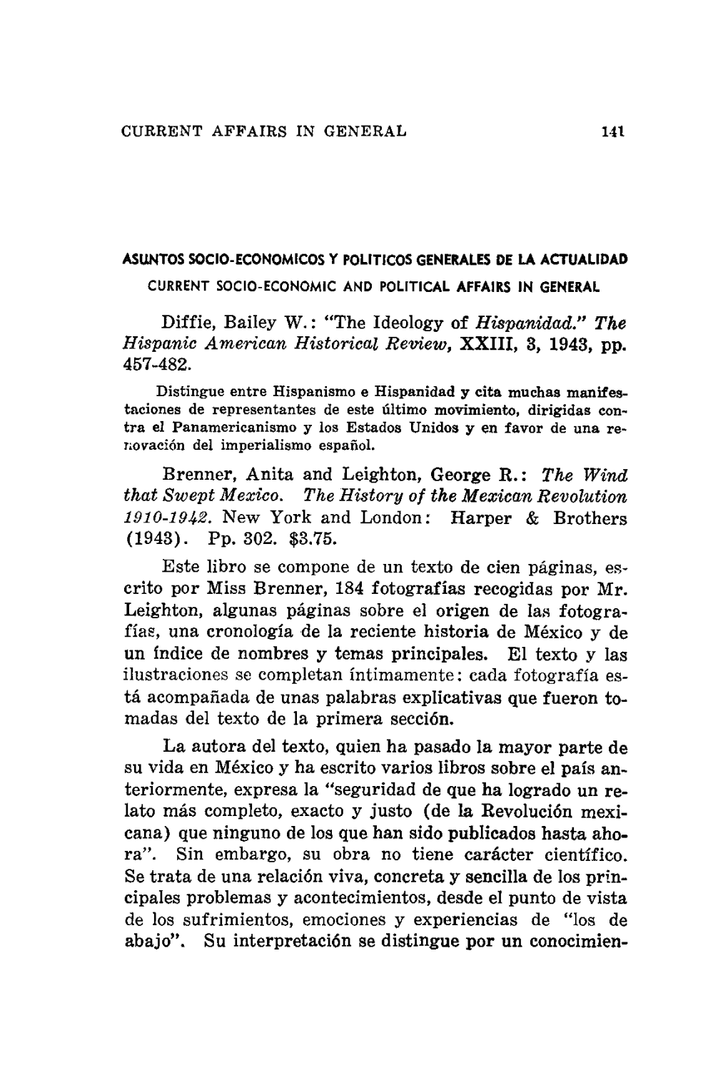 Diffie, Bailey W. : "The Ideology of Hispanidad." the Hispanic