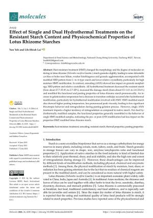 Effect of Single and Dual Hydrothermal Treatments on the Resistant Starch Content and Physicochemical Properties of Lotus Rhizome Starches