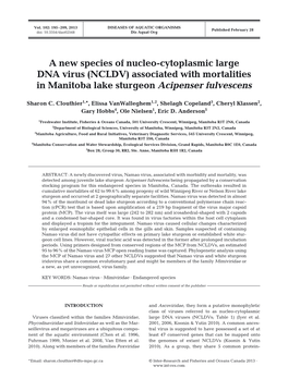 A New Species of Nucleo-Cytoplasmic Large DNA Virus (NCLDV) Associated with Mortalities in Manitoba Lake Sturgeon Acipenser Fulvescens