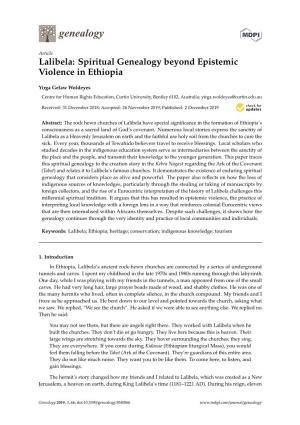 Lalibela: Spiritual Genealogy Beyond Epistemic Violence in Ethiopia