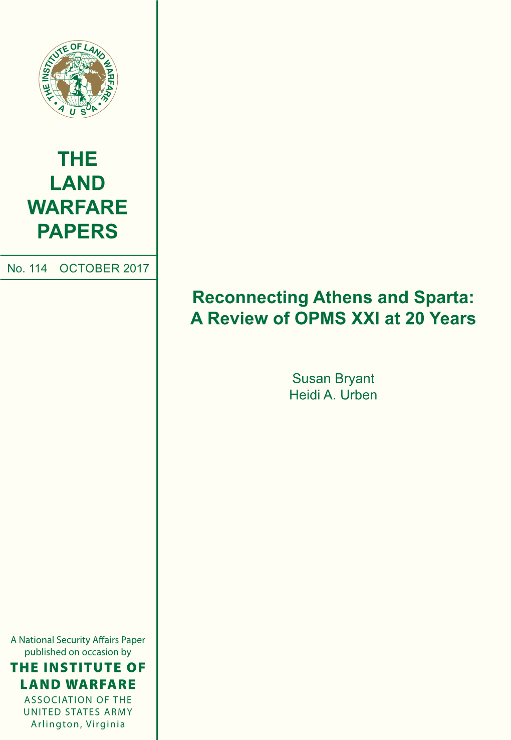 Reconnecting Athens and Sparta: a Review of OPMS XXI at 20 Years