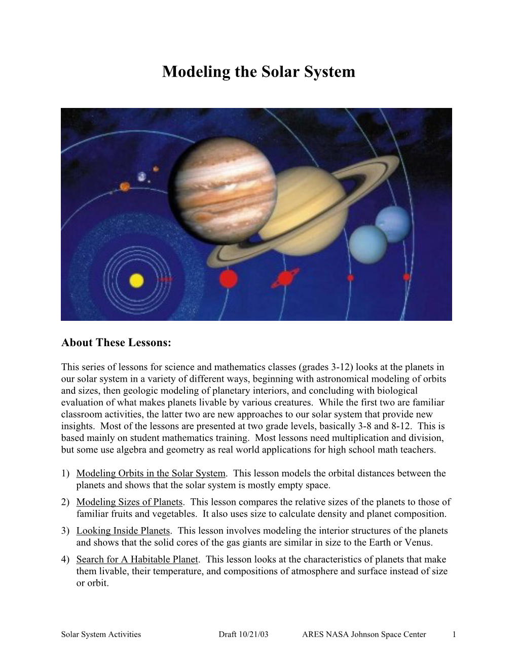 Modeling the Solar System