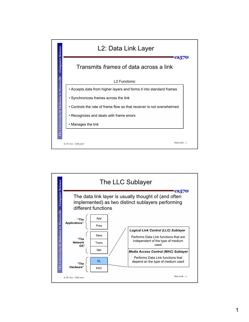 L2: Data Link Layer the LLC Sublayer