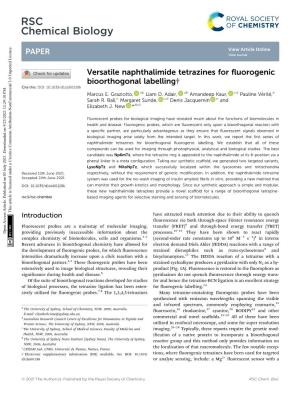 Versatile Naphthalimide Tetrazines for Fluorogenic Bioorthogonal Labelling† Cite This: DOI: 10.1039/D1cb00128k Ab Ab Cd E Marcus E