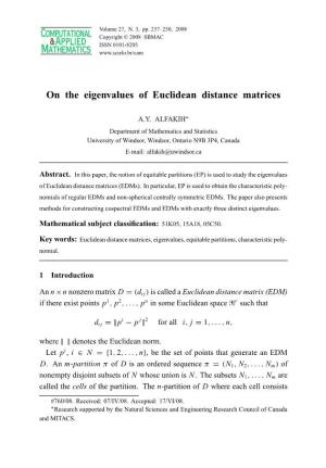 On the Eigenvalues of Euclidean Distance Matrices