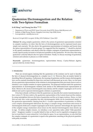Quaternion Electromagnetism and the Relation with Two-Spinor Formalism