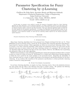 Parameter Specification for Fuzzy Clustering by Q-Learning