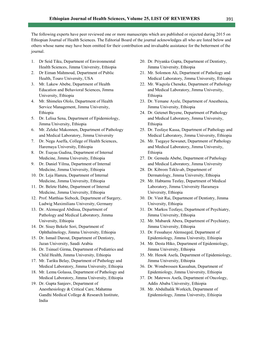 Ethiopian Journal of Health Sciences, Volume 25, LIST of REVIEWERS 391