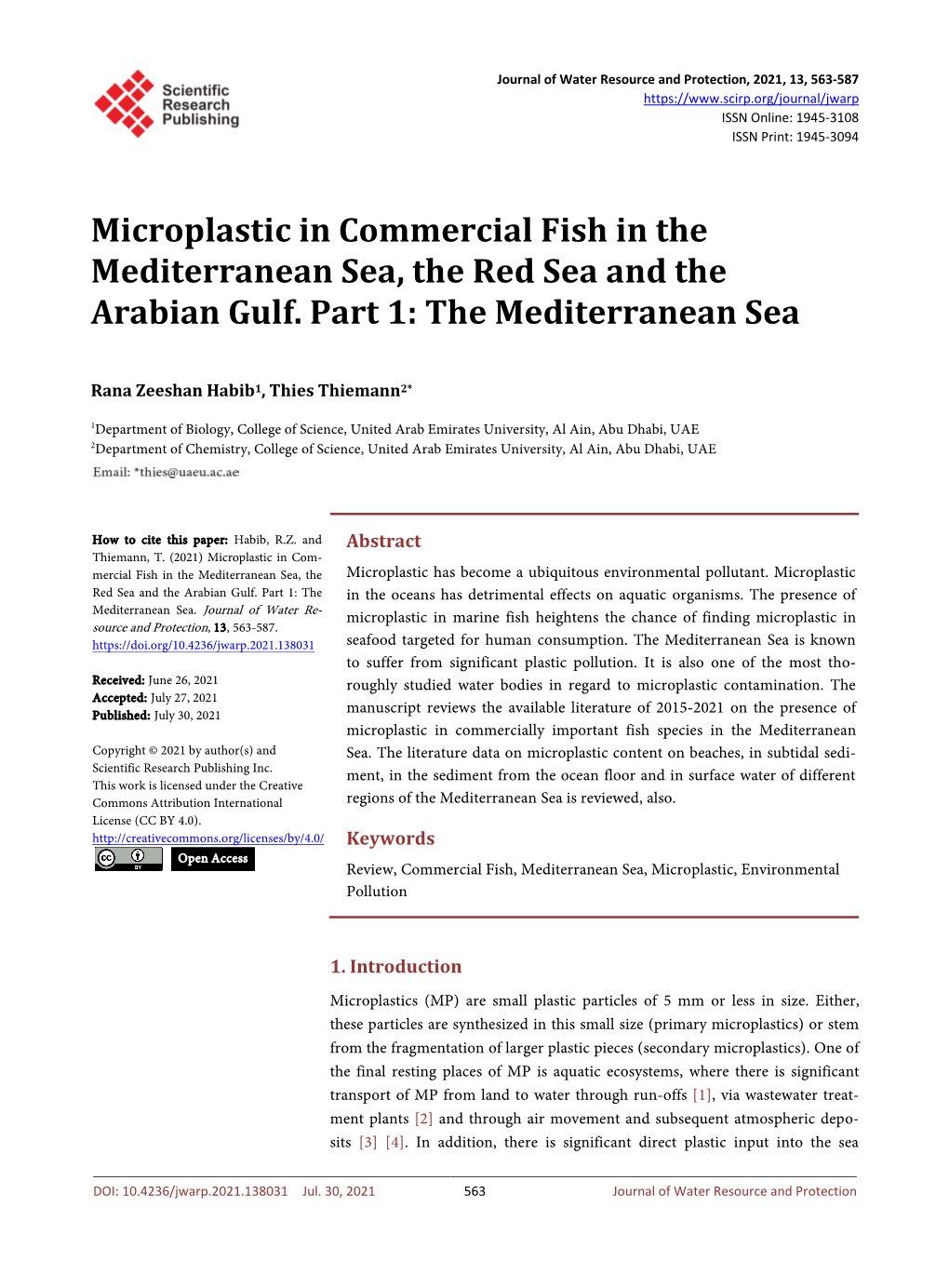 The Mediterranean Sea, the Red Sea and the Arabian Gulf