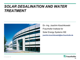 Solar Desalination and Water Treatment