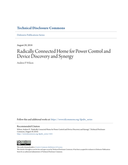 Radically Connected Home for Power Control and Device Discovery and Synergy Andrew P