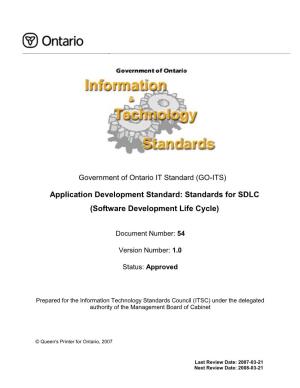 Application Development Standard: Standards for SDLC (Software Development Life Cycle)
