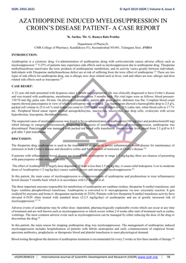 Azathioprine Induced Myelosuppression in Crohn's