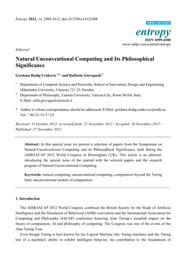 Natural/Unconventional Computing and Its Philosophical Significance