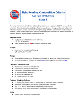 Key Signatures Meters Tempo Clefs and Transpositions Position Work for Strings Divisi