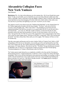 Alexandria Collegian Faces New York Yankees John Pinkman
