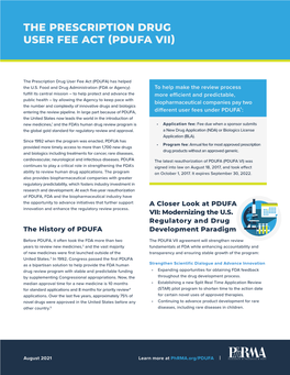 The Prescription Drug User Fee Act (Pdufa Vii)