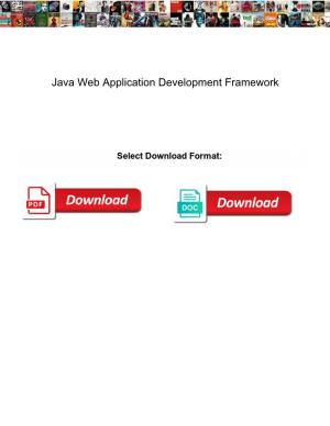 Java Web Application Development Framework