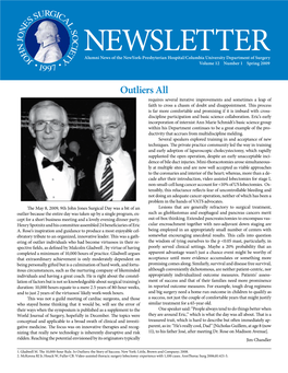 Newsletteralumni News of the Newyork-Presbyterian Hospital/Columbia University Department of Surgery Volume 12 Number 1 Spring 2009