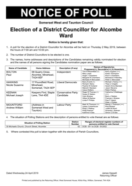 District Notices of Poll