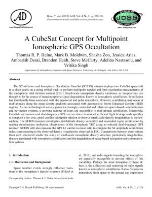 A Cubesat Concept for Multipoint Ionospheric GPS Occultation Thomas R