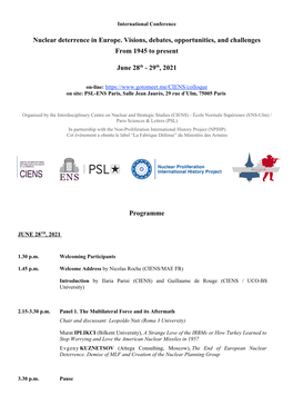 Conference Programme Nuclear Deterrence in Europe 28 29 June