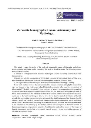 Zurvanite Iconographic Canon. Astronomy and Mythology