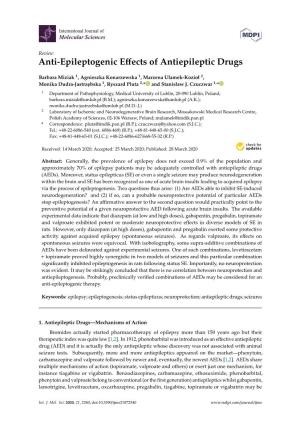 Anti-Epileptogenic Effects of Antiepileptic Drugs