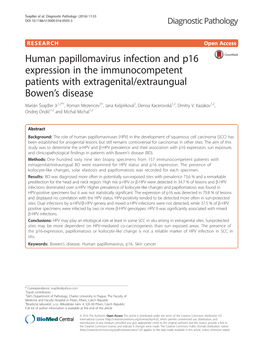 Human Papillomavirus Infection and P16 Expression in The