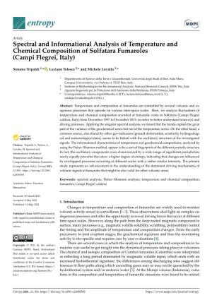 Spectral and Informational Analysis of Temperature and Chemical Composition of Solfatara Fumaroles (Campi Flegrei, Italy)