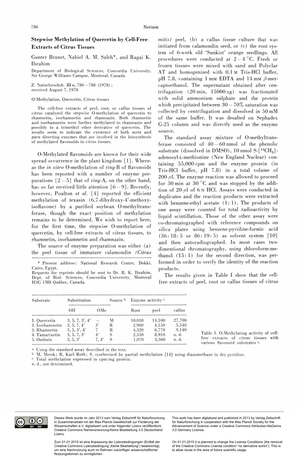 Zeitschrift Für Naturforschung / C / 33 (1978)