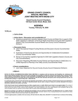 Grand County Council Special Meeting Joint Meeting with Moab City