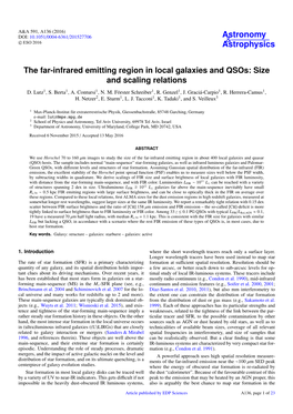 The Far-Infrared Emitting Region in Local Galaxies and Qsos: Size and Scaling Relations D